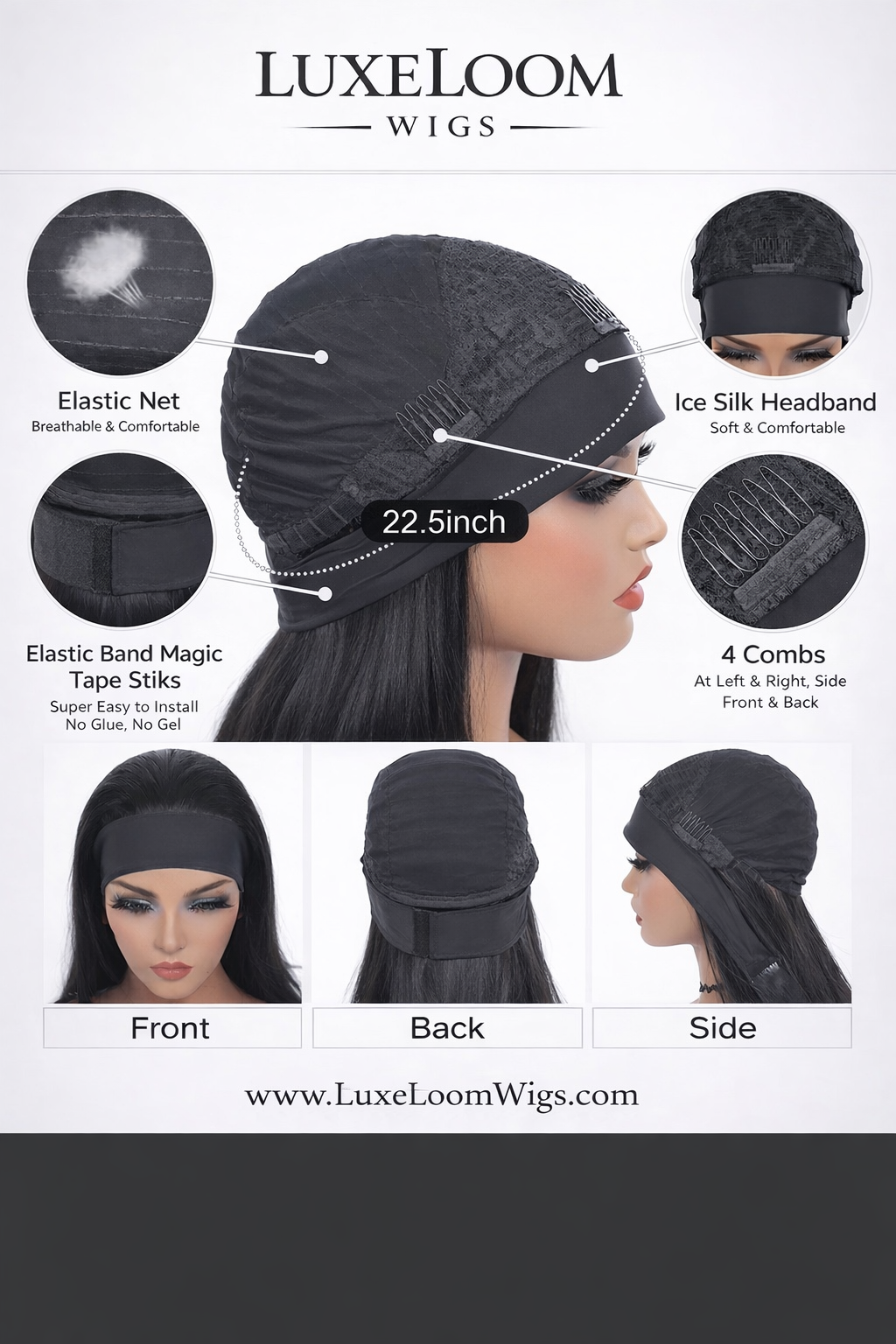 Headband wig human hair
