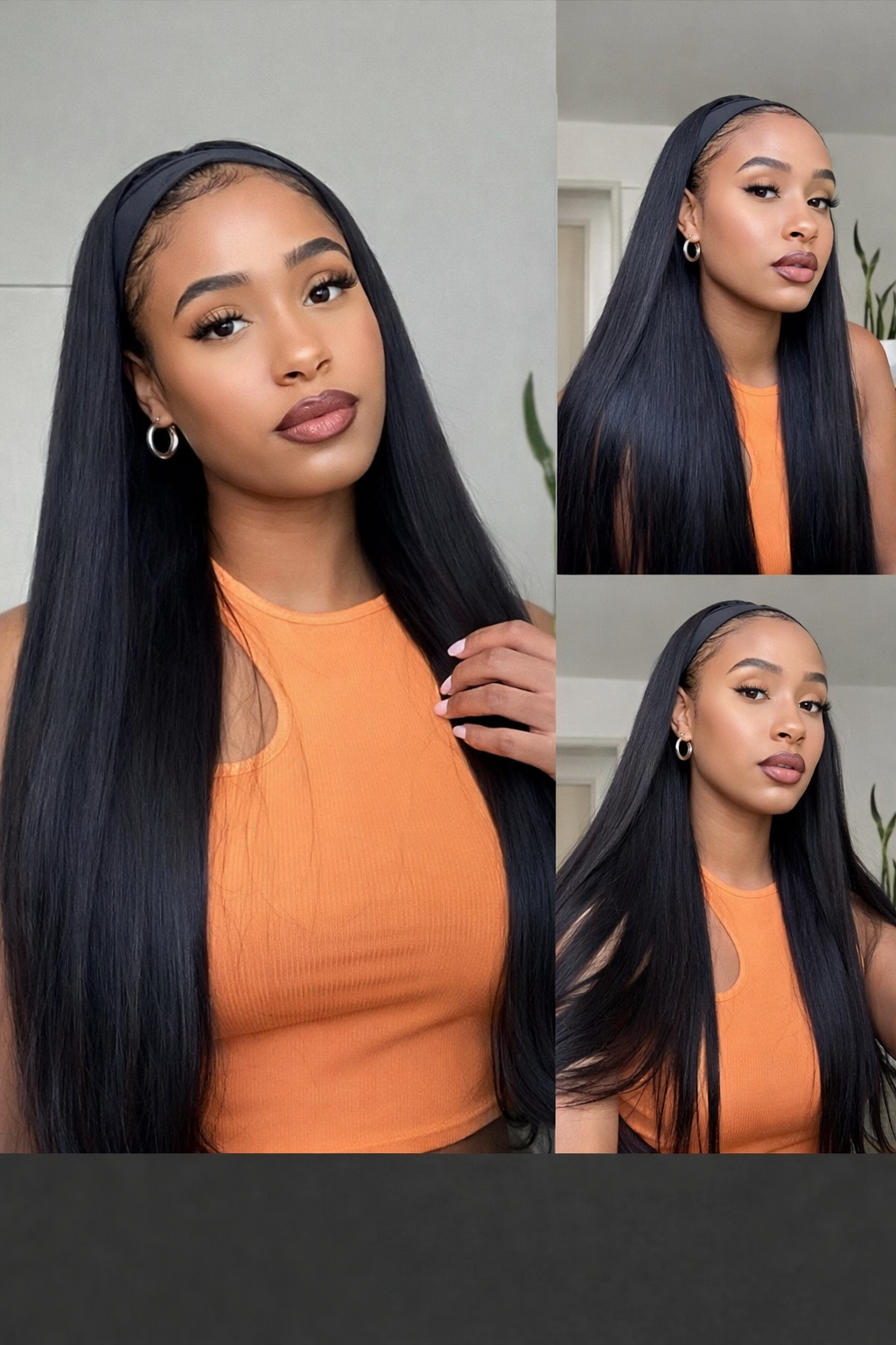 Headband wig human hair