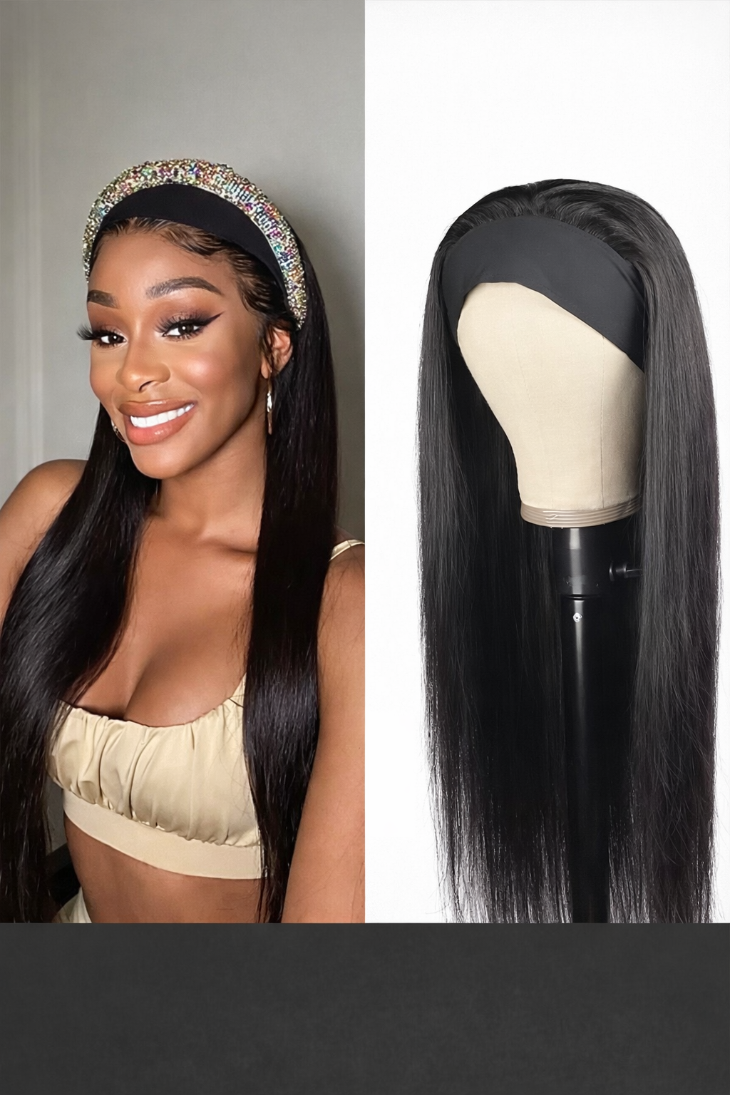 Headband wig human hair